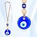 COMNICO Evil Eye Car Hanging Ornament, Classic Blue Evil Eye Beaded Charms Rear View Mirror Pendent Decor Car Accessories for Window Door Wall