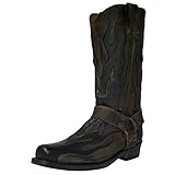 rancho boots 2058 Echtes Leder Rancho Biker Boots der Extraklasse mit Komfort Innensohle und Flammen Applikationen, Farbe:Crazy Horse Olive/taupo Moka;Größe:48
