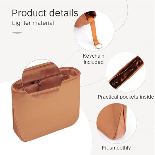 Image of Fits for Evelyne Bag Insert Organizer For Hermes(23,Gold) | Premium Silk Material,Smooth Touch,Lightweight,zipper,protect from scratches & stains,multiple pockets,keychain,waterproof
