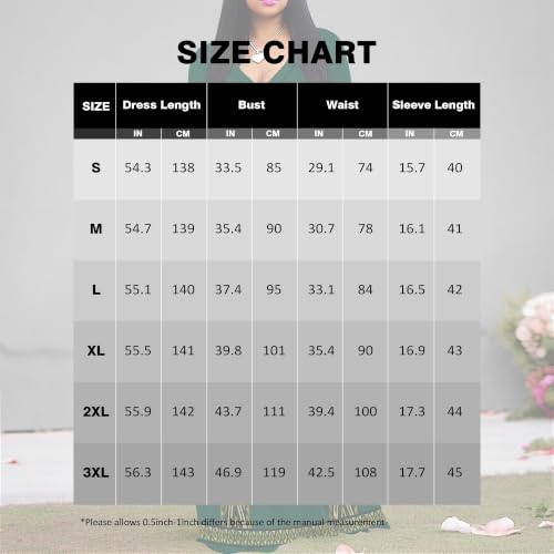Image of Plus Size Maxi Dress for Women V Neck 3 /4 Sleeve Wrap Dress Green M | Green Floral Women's Maxi Dress for Wedding