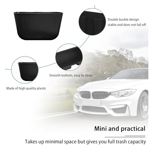 Image of Augeny 2PCS Mini Car Trash Can Bin with Roll Trash Bag, Bag Hanging Storage Pockets Leak-Proof Organizer, Waterproof Garbage Bin, Auto Garbage Container Bin (Black)
