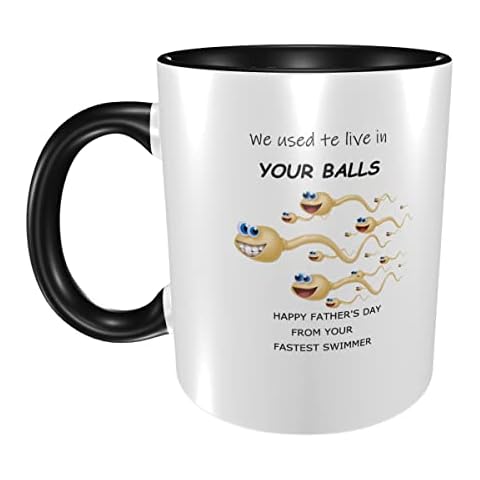 LoveisLove Personalized We Used to Live in Your Balls Funny Father's Day Gifts from Daughter Son Customization Naughty Swimming Sperm Novelty Mug Custom Kids Name Ceramic Coffee Mug, Black Cover