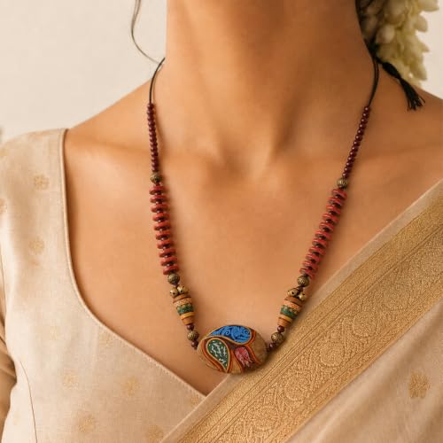 Image of Handcrafted Tribal Dhokra & Floral Charm Necklace Collection | Artisan Brass, Glass & Contemporary Statement Necklaces for Women | Ethnic, Elegant & Artistic Jewelry