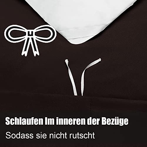 Soifox Bettwäsche 155x220 4teilig Braun - 2 Bettbezüge 155x220 + 2 Kissenbezüge 80x80 Weich und Bügelfrei Mikrofaser mit Reißverschluss (4… – Ansicht 6