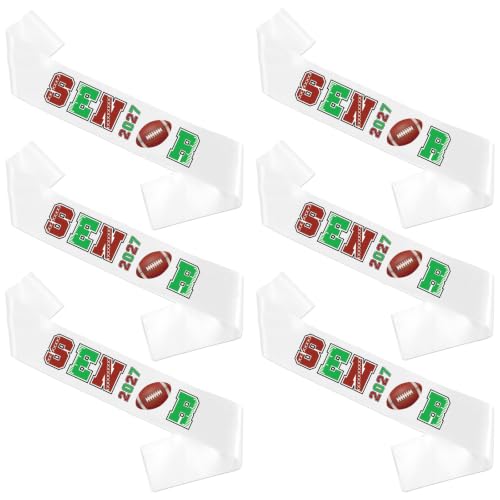 Aposwow Football Senior Sashes 2027, 6 Pack White Graduation Celebration Sash Football Theme Letters, Sport Themed Cheer Grad Class of 2027 Senior Night Decorations Supplies