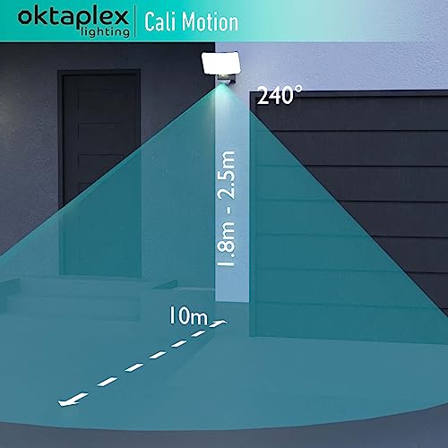 Oktaplex Lighting Cali Motion - Faretto LED per esterni con sensore di movimento, 30 W, IP65, 3000 K , proiettore da parete, luce bianca calda con funzione Master, colore antracite - Illuminazione - Immagine 2