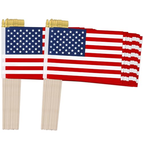50PCS 4th of July Decorations Handheld 250 Anniversary USA Flag for Parade