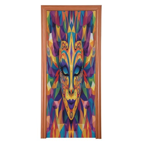 FLildon Mardi Gras Carnival Mask Door Cover Decoration, Party Accessory Porch Decor for Festive Ornament Room Door Covers 35 x 79 Inch