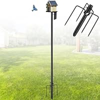 Harrms Vogelhausständer Metall, Vogelnesthalter Vogelhaus-Stange Verstellbar 184cm, Gestell für Vogelfutterhaus für Garten, Balkon, Outdoor, Hof, Schwarz