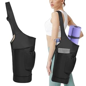 ALUSBELL Large Yoga Mat Bag with Waterproof Wet Pocket, Long Tote Yoga Mat Carrier Holder Bag with Drawstring Water Bottle Pocket, Adjustable Shoulder Strap Gym Yoga Storage Bag