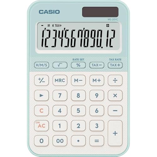 CASIO MS-20YC Calculadora de Escritorio pequeña con cálculo de Tiempo, Verde Claro