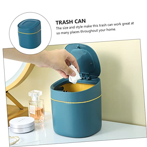 Caneca de basura rectangular de plástico azul miniatura 3