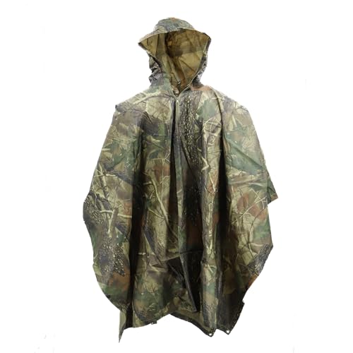 M MCGUIRE GEAR Hooded Military Rain Poncho, Outdoor Emergency Rain Jacket, Waterproof Poncho for Adults, Hiking, Camping
