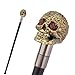 Yellow Resin Flower Skull Head Walking Cane Fashion Decorative Steel Stick Gentleman Elegant Cosplay Cane Knob Crosier 94cm
