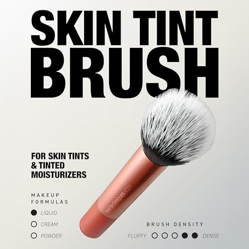 Real Techniques Skin Tint Base Brush, Liquid Foundation Makeup Brush for Skin Tint & Tinted Moisturizer, Streak-Free Blending, UltraPlush Bristles, Cruelty-Free, 1 Count