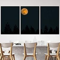 3 Piece Framed Canvas Wall Art Lunar Canvas Prints Home Artwork Decoration for Living Room,Bedroom - 16