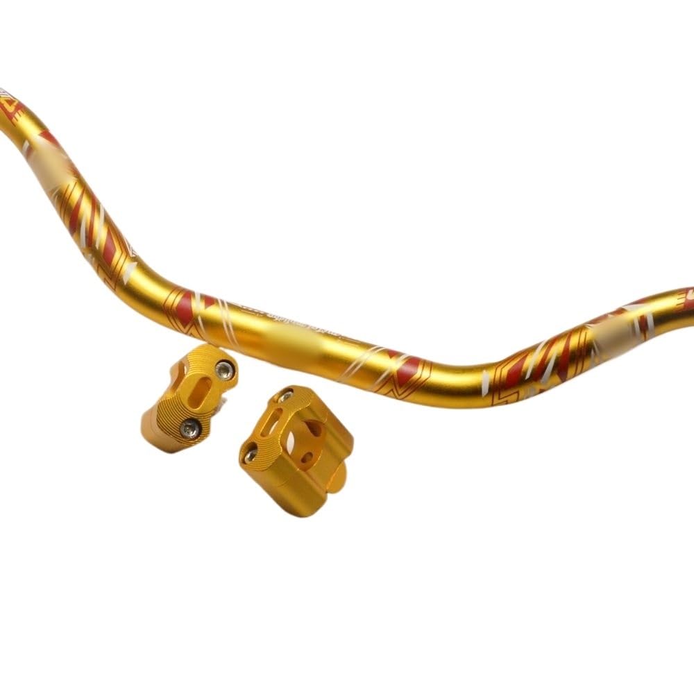 Manillar Moto Sport, Paquete cónico de manillar Fat Bar 1-1/8 "Dirt Pit Bike Motocross motocicleta longitud del 28,5mm aluminio Universal(B-Gold)