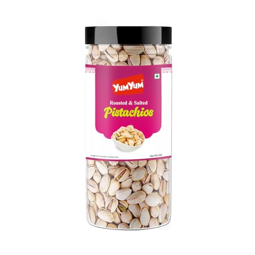 Image of YUM YUM Pistachios Roasted & Salted, Pista, 250g Jar, Rich In Protein, Phosphorus, & Dietary Fibre, Premium Nuts & Dry Fruits, Crunchy & Delicious Healthy Snack