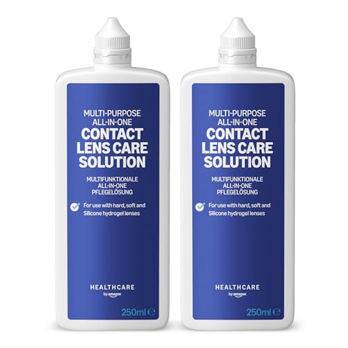 Healthcare by Amazon Solución para lentes de contacto todo en uno, 2 unidades de 250 ml (Anteriormente una Marca de Amazon Basic Care, el Mismo Producto)