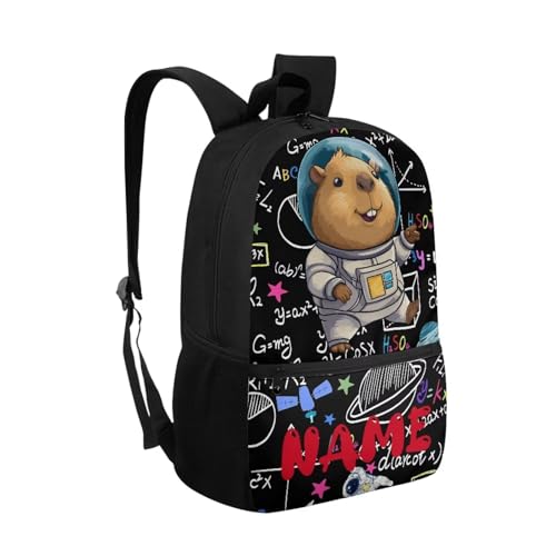 Rnyleeg Custom Name Capybara Backpack for Boys Elementary School Personalized Boys Backpack 10-12 Years Old Large Capacity Kids Book Bag Back to School Supplies Set2