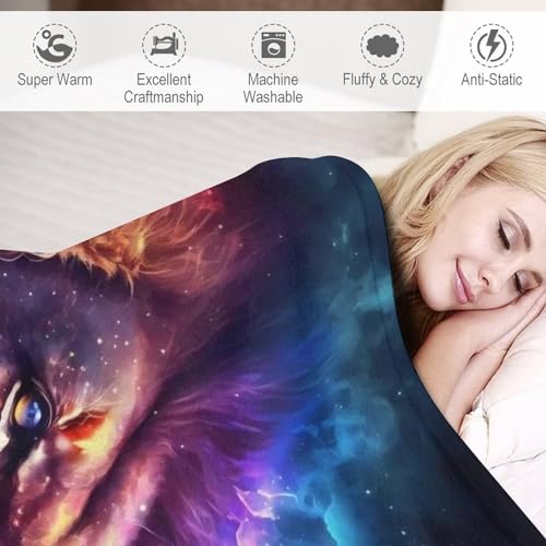 Manta de forro polar con león de 100x130 cm ligera para cama y sofá 5