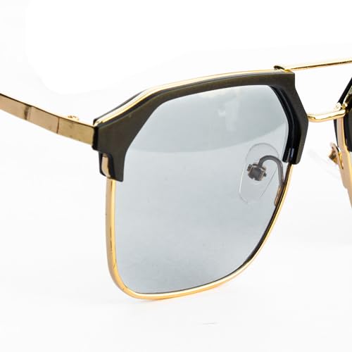 Image of Photochromic Square Sunglasses for Men, Metal Frame, UV Protection, Stylish Everyday Eyewear