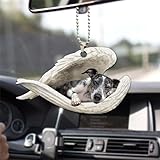 Talataca Whippet スリーピングエンジェルウィングメモリアルドッグ2Dフラットカーリアビューミラーアクセサリークリスマスツリーオーナメントデコレーションハンギングチャームインテリアバックペンダント装飾ギフト