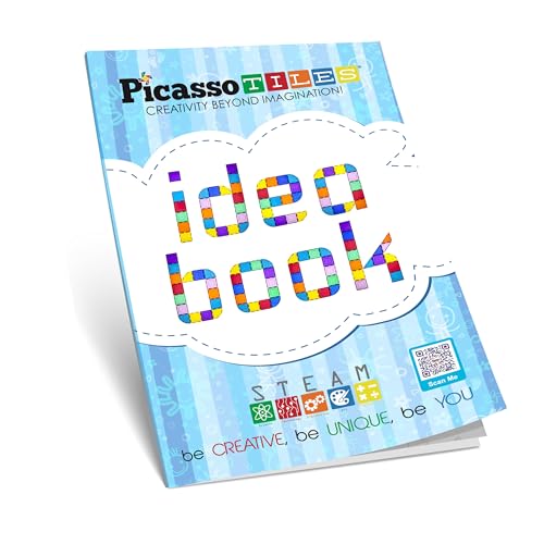 PicassoTiles Magnetic Tile Building Idea Book 230 Pages Illustrated Design Guide with 300 Creative Builds for Kids STEM Learning Creativity and Brain Development Educational Toy Ages 3 Plus PTIDEABOOK