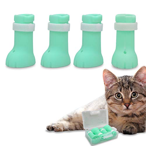 JAKI Cat Anti-Scratch Shoes for Cats, Adjustable Rubber Cat Feet Covers Cat Paw Protector for Cats of Various Sizes, Cat Boots for Cats Bathing and Shaving in Family or Pet Beauty Salon