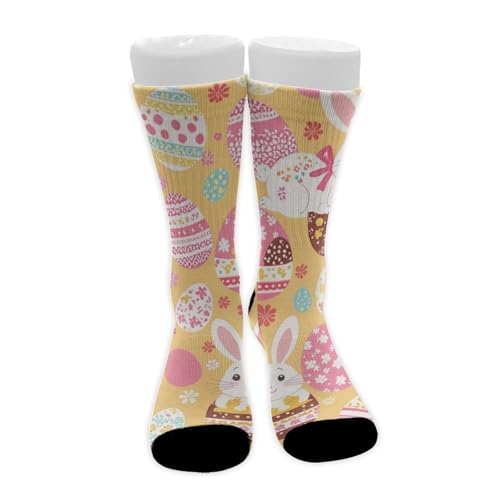 SESLFLKPJK Fashion Crew Dress Socks for Training, Football, Easter Rabbit Eggs Art Compression Sock Winter Warm Socks for Boys Girls, Trekking, Athletic Socks Slipper Socks