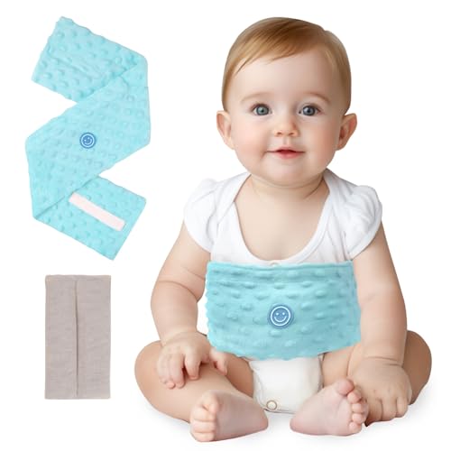 Image of Comfheat Colic and Gas Relief for Newborns and Infants, Flaxseed Heated Tummy Wrap, Baby Swaddling Belt with Soothing Warmth, Natural Relief for Upset Stomach in Babies Toddlers, 0-3 Years (Blue)