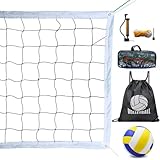 Tragbarer Volleyball Netz für Garten,Beachvolleyball Set mit Pumpe und Kordelzug,Volleyball Zubehör Outdoor für Garten Strand Rasen 