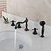 Solid Brass Bathroom 5 Pcs Bathtub Faucet Shower Set Deck Mounted 2 Handles ORB Black 3 Pcs Bathtub Basin Mixer Faucet