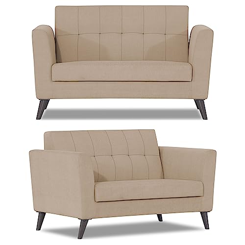 Image of Adorn India Dannis 3+2 5 Seater Sofa Set (Beige) (3 Year Warranty)
