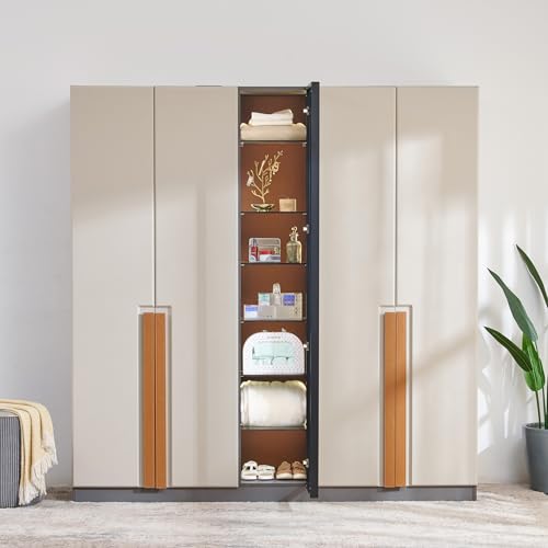 Image of Home Centre | Tiffany 4-Door Swing Wardrobe | Engineered Wood | Beige | 1 Year Warranty