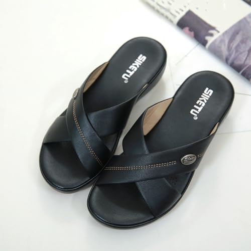 Casual Low Wedges Sandals For Womens Two Strap Open Toe Slip On Summer Beach Walking Dress Slide Sandal4