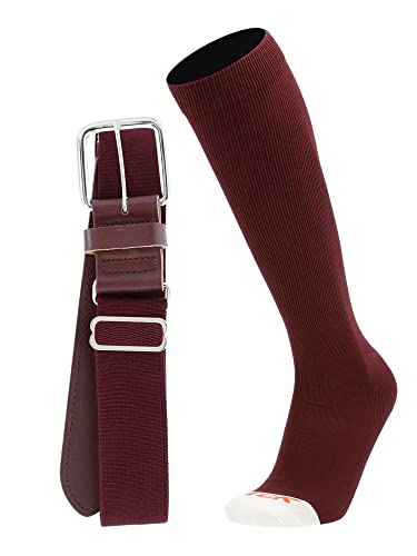 MadSportsStuff Pro Line Baseball Socks and Belt Combo (Maroon X-Small)