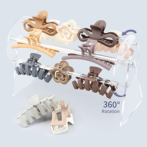 SNOWSTAR Acrylic Claw Clip Organizer Holder 360-Degree Rotating Claw Clip Holder and Storage Hair Clip Organizer Display Clear Stand for Women and Girls