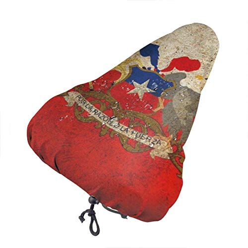 MOLLUDY Cubierta de Asiento de Bicicleta Sillín Cubre Bicicleta Bandera Nacional Retro de Chile Sillin para Bicicleta Impermeable 27 * 24 cm