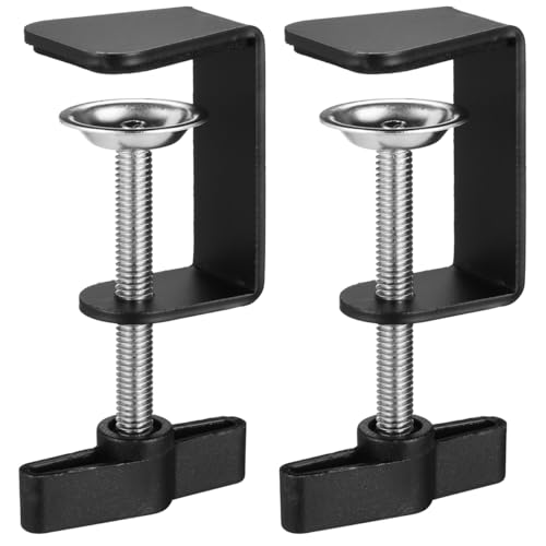 Totority 2Pcs Table Mount Clamps Low Profile Metal Desk C-Clamp 3.54 X 2.16 X 1.37 in C-Shape Clamp for Table Mount C-Clip for Microphone Studio Home Stage