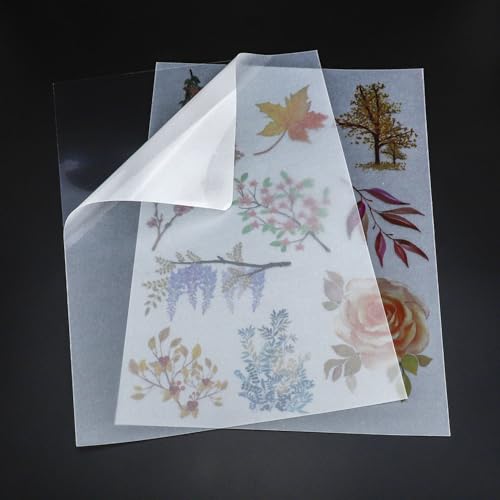 Printable Vellum Sticker Paper for Inkjet & Laser Printer - 25 Sheets 8.5'x11' Full Sheet - Translucent Frosted Matte, Aesthetic Tracing Paper for Scrapbooking, Planners, Bullet Journal, DIY Crafts