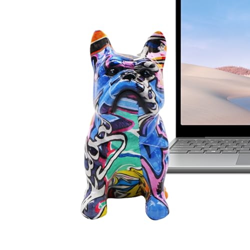 Statue de Bouledogue français multicolore en résine de 14 cm pour salon - 8