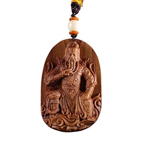 Estatua de Guan Yun Chang, colgante de madera de Guan Gong, colgante de Buda de madera, collar de amuleto para hombre, colgantes de estatua de Guan Yu, accesorios de madera para hombres, estatua de G