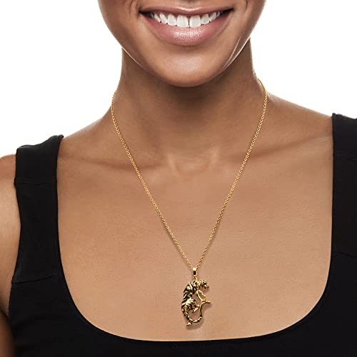 Ross-Simons Black Enamel Tiger Pendant Necklace In 18Kt Gold Over Sterling. 18 Inches #TOP20
