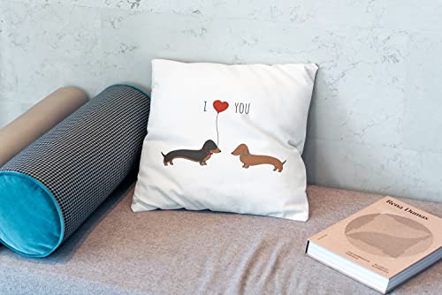 Oflich Dachshund I Love You Throw Pillow Case 18″×18″,Sausage Dog Couple Decorative Cushion Cover For Home Bedroom Living Room Car,Dachshund Gifts For Lovers Couples Girls Women Wife Dog Lovers #TOP1