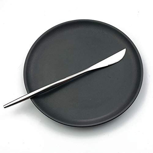 BRIIEC 12-piece Good Stainless Steel Dinner Knives Sets Flatware Cutlery sets 8.7 Inches?Shiny Silver?