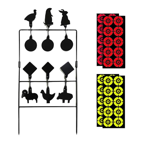 Atflbox Airgun Resetting Target Animal Silhouette Heavy Metal Spinner Pellet BB Gun Shooting Target for Outdoor and Backyard, Rated for .177 .20 Caliber (Black)
