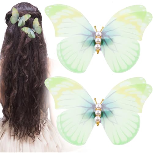 2 Pcs Green Butterfly Clips Pinzas de Mariposa miniatura 1