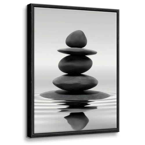 DCMVJHZV Framed Black and White Bathroom Wall Art Zen Stones