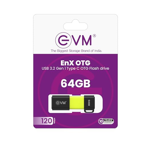Image of EVM EnXO 64GB OTG Flash Drive USB 3.2 Gen 1 | Versatile Dual USB Type-C & Type-A Connectors | Rapid 120MB /s Read| Smartphone Laptop Tablet Smart TV | Plug & Play | 10 Years Warranty (ENXO /64GB)